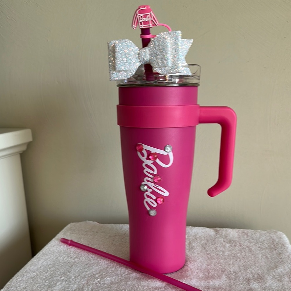 Pink Barbie Tumbler with Handle